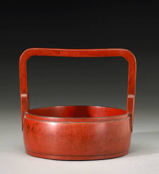 Appraisal: A Negoro style lacquered wood pail oke th Century Of