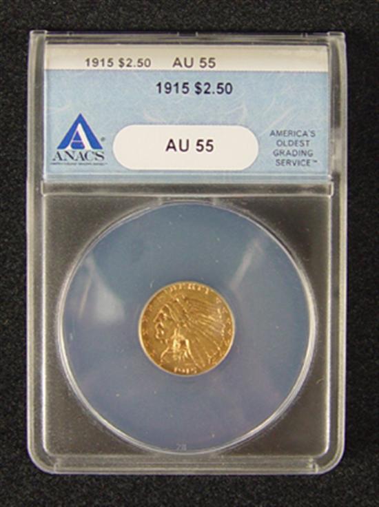 Appraisal: Indian Gold Coin ANACS certified and graded AU