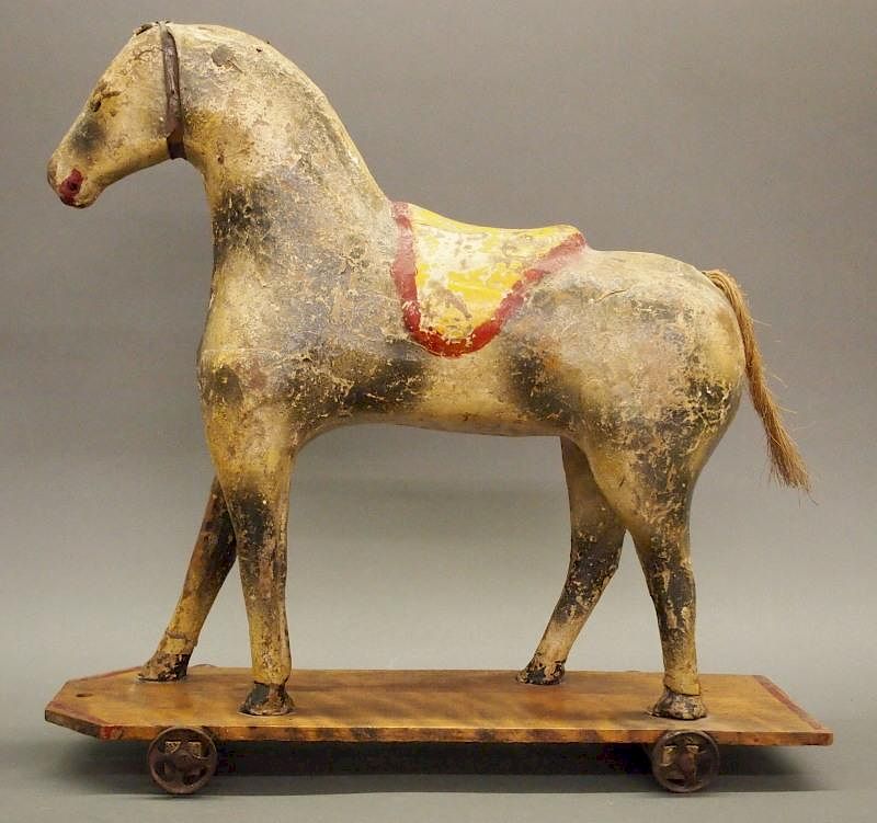 Appraisal: th c Horse Pull Toy A late th century papier