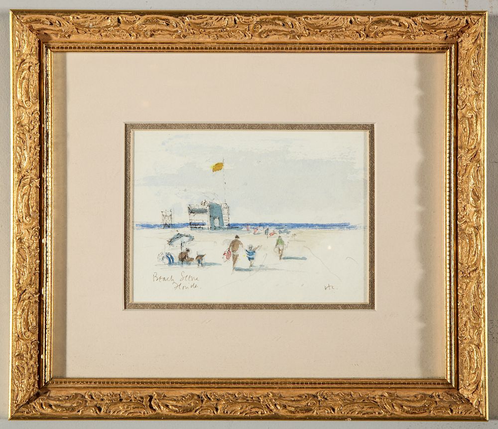 Appraisal: Hugh Casson Beach Scene Florida Watercolor Hugh Casson - Beach