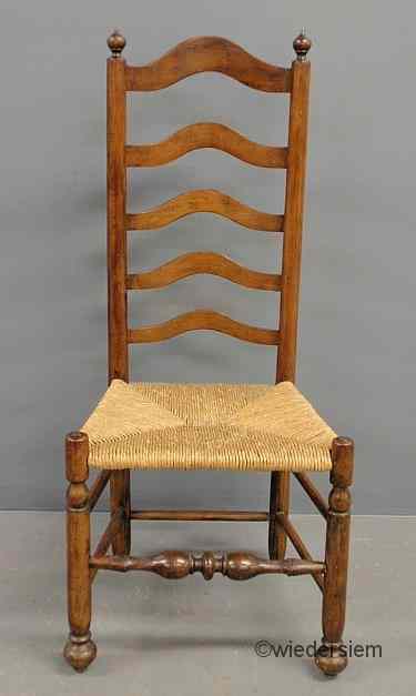 Appraisal: Delaware Valley five-slat maple side chair late th c with