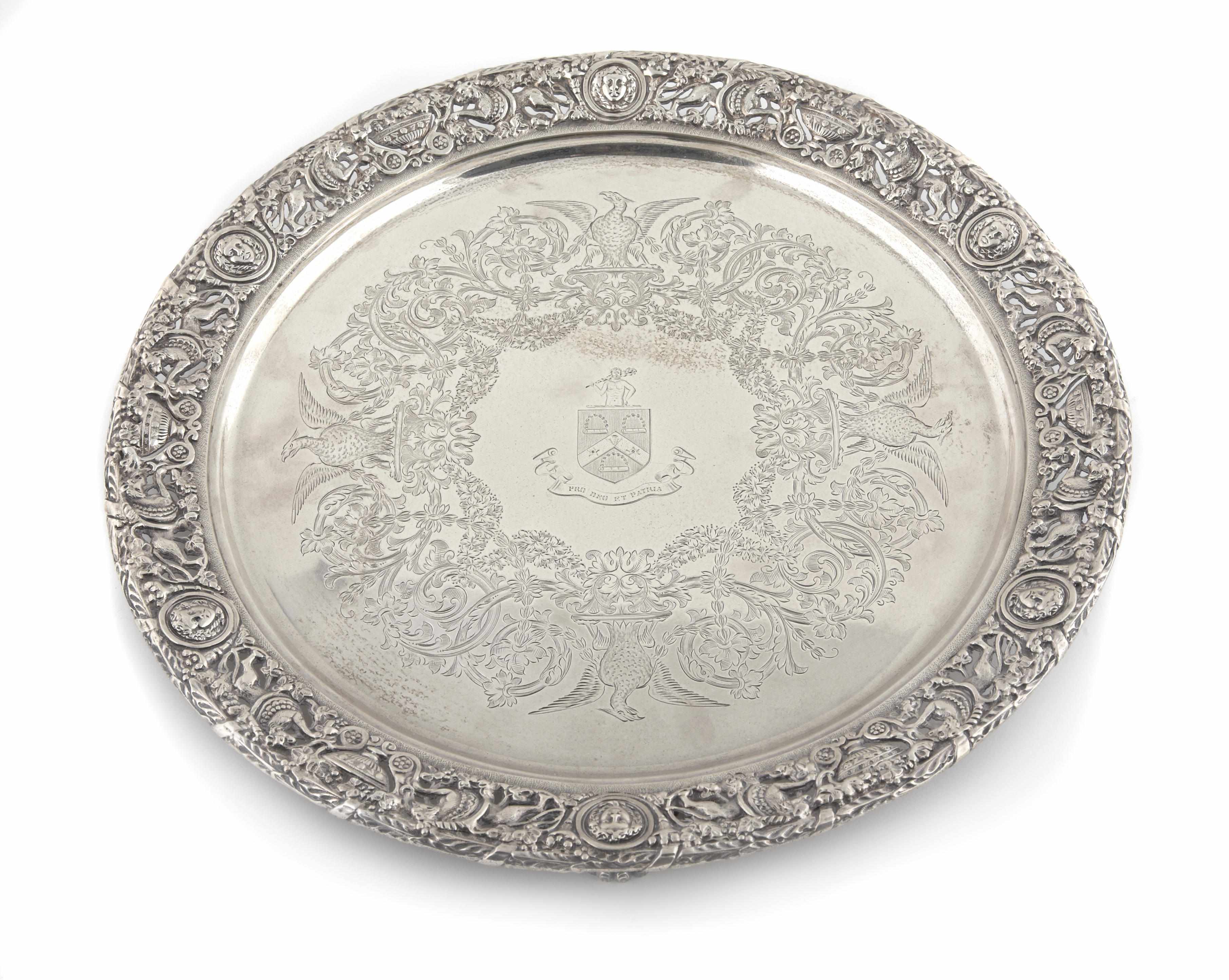 Appraisal: Edward VII silver antique reproduction tripod salver by Mappin Webb