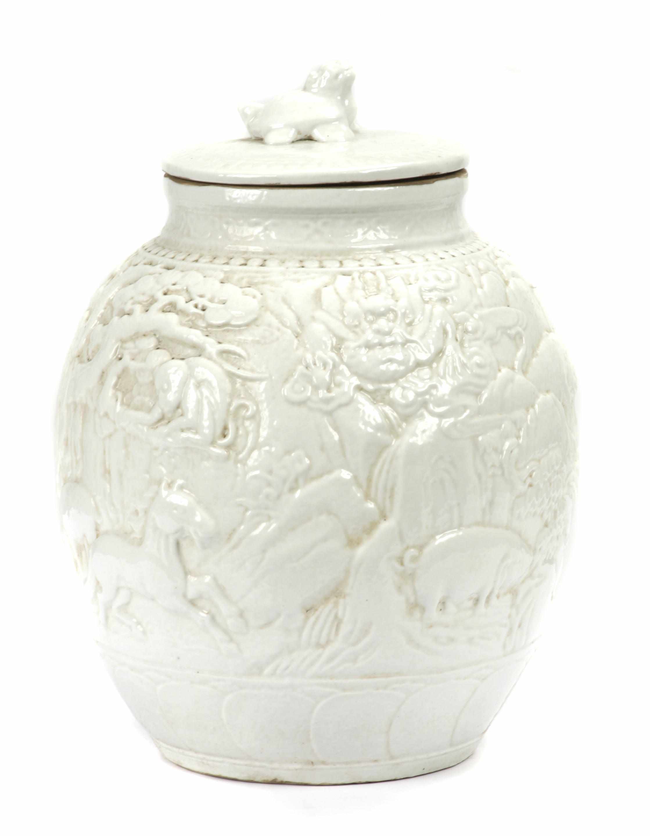 Appraisal: A large pair of glazed storage jars in the Asian