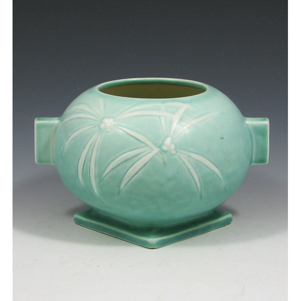 Appraisal: Roseville Dawn - Vase in Green Roseville Dawn squat vase