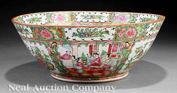 Appraisal: A Chinese Export Canton Famille Rose Porcelain Punch Bowl late