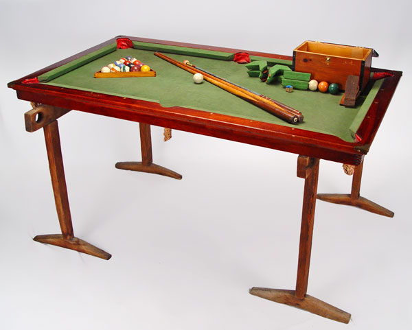 Appraisal: BURROWES PORTABLE POOL BILLIARDS TABLE Complete with rack balls in