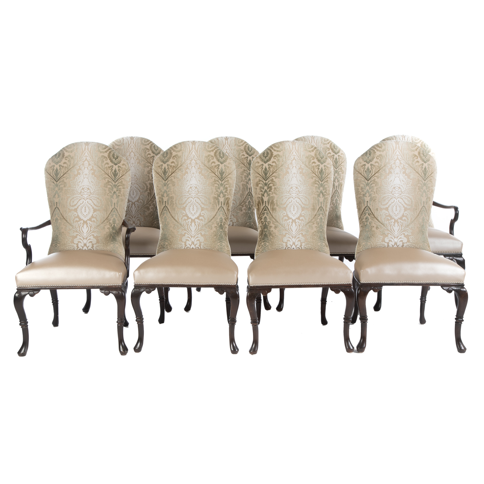 Appraisal: EIGHT QUEEN ANNE TRANSITIONAL STYLE UPHOLSTERED CHAIRS th century probably