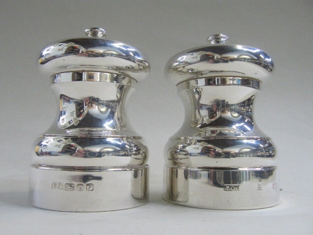 Appraisal: Pair of silver pepper mills Birmingham