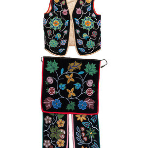 Appraisal: Anishinaabe Beaded Vest Apron and Leggings ca set of includes