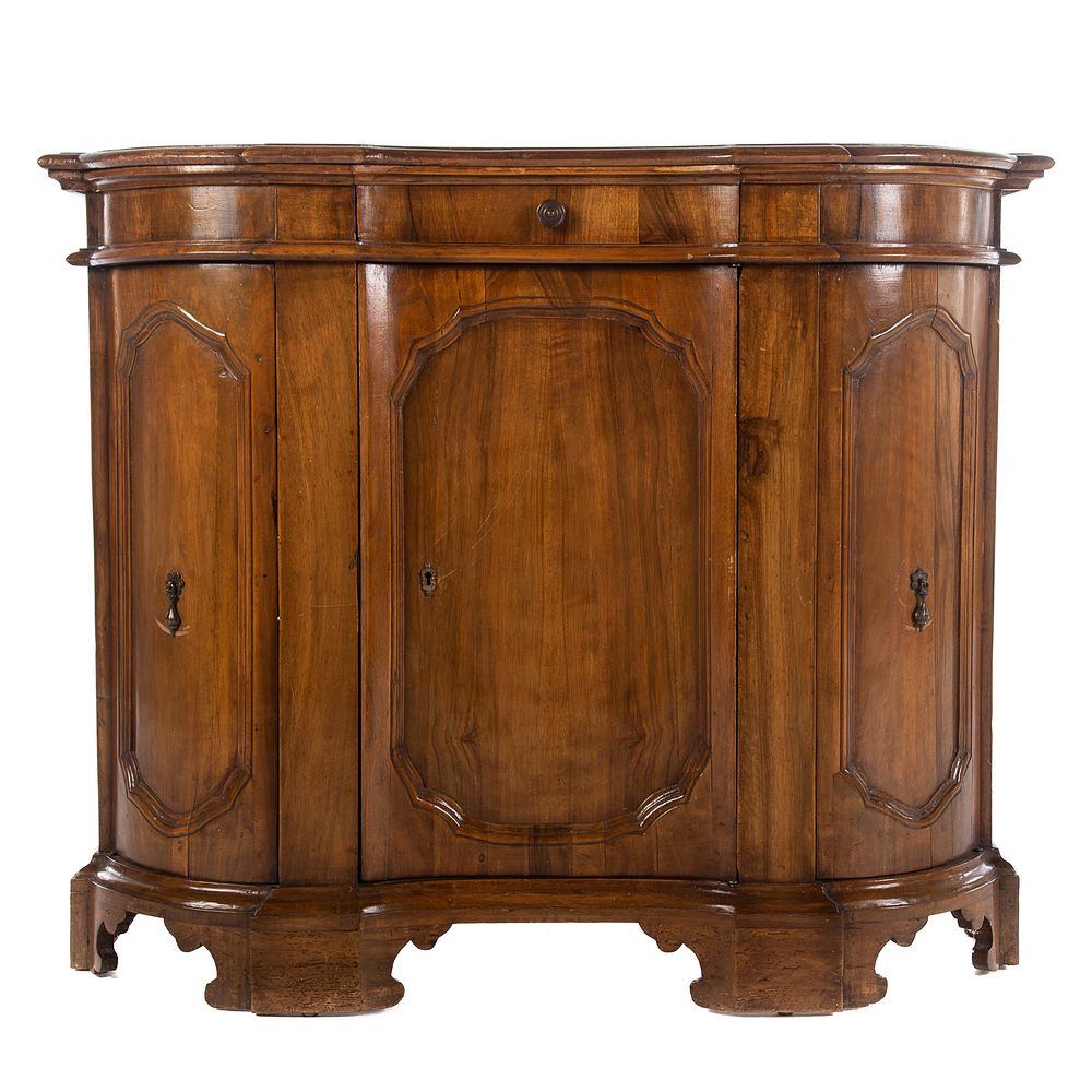 Appraisal: French Walnut Serpentine-Front Hall Cabinet th century single drawer with