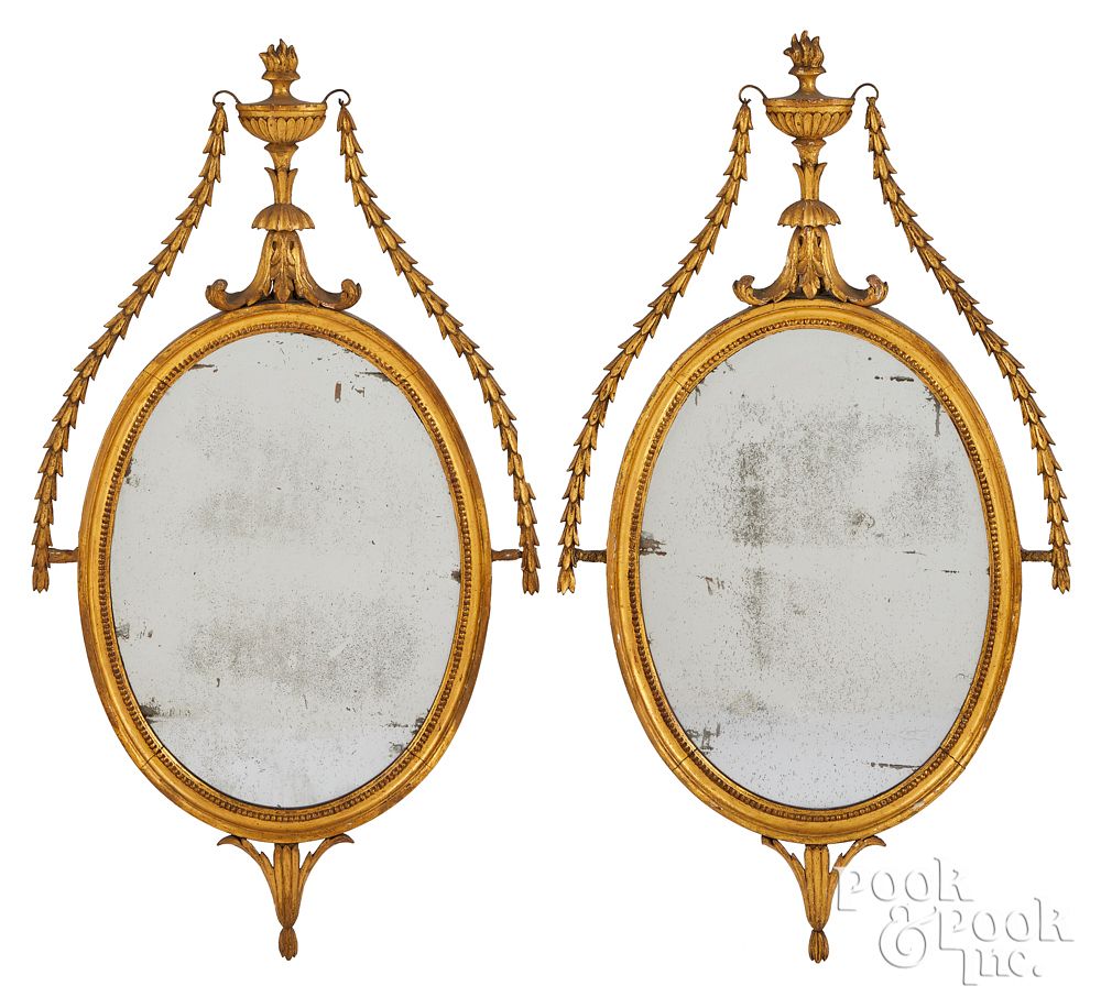 Appraisal: Pair of George III giltwood mirrors late th c Pair