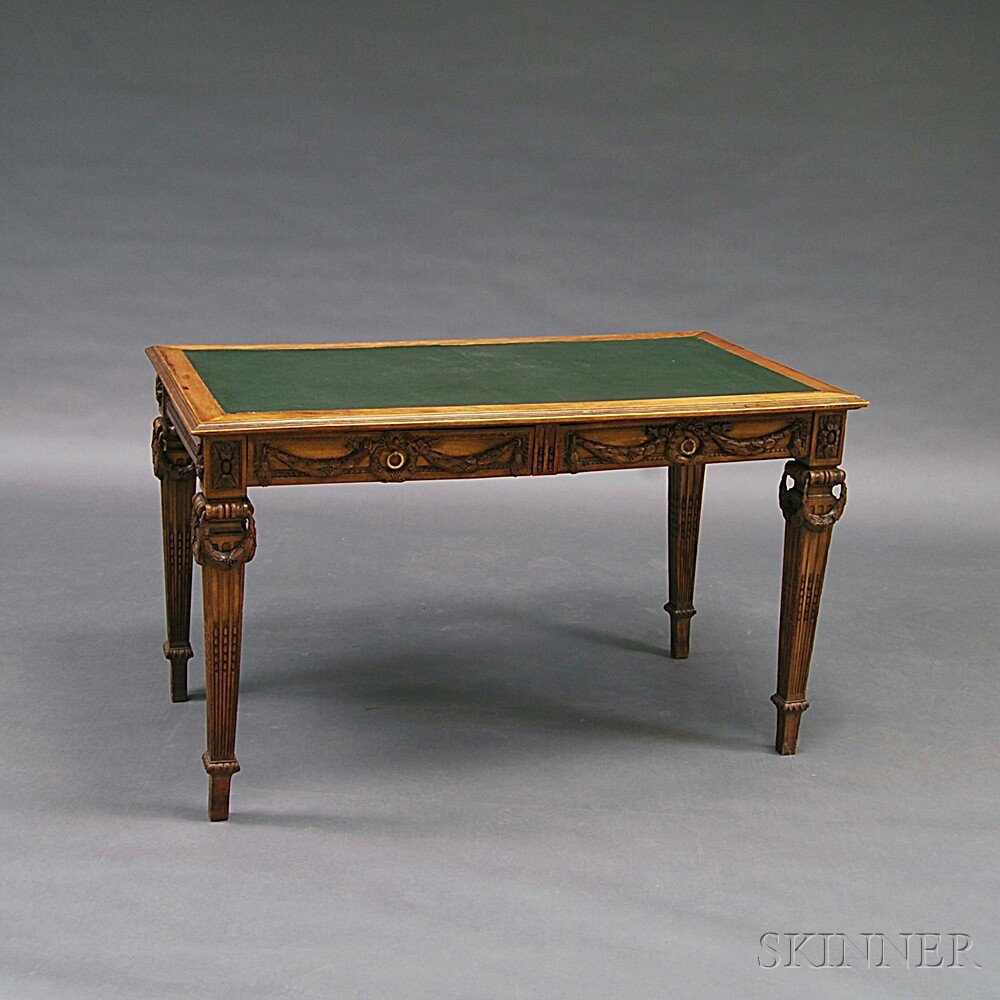 Appraisal: Louis XVI-style Fruitwood Leather-top Desk the top with leather writing