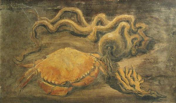 Appraisal: Louis Siegriest American - Kelp and crab still life signed