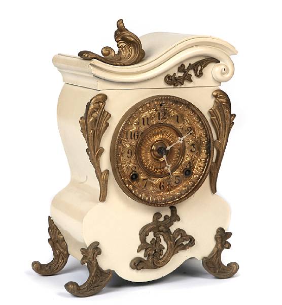 Appraisal: An American gilt and painted metal mantel clock Ansonia Clock