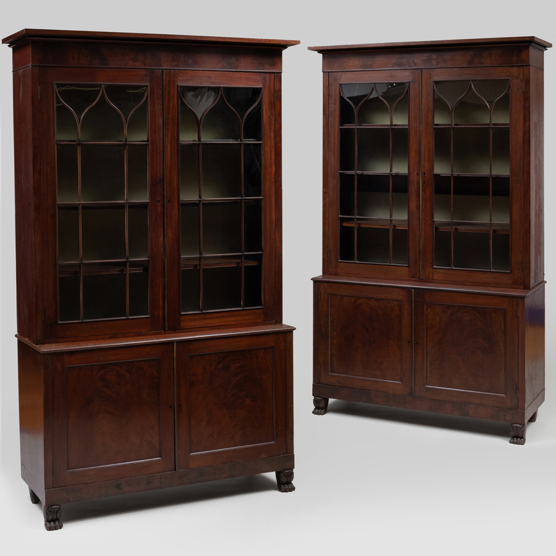 Appraisal: Pair of Classical Mahogany Bookcases New York Both in two