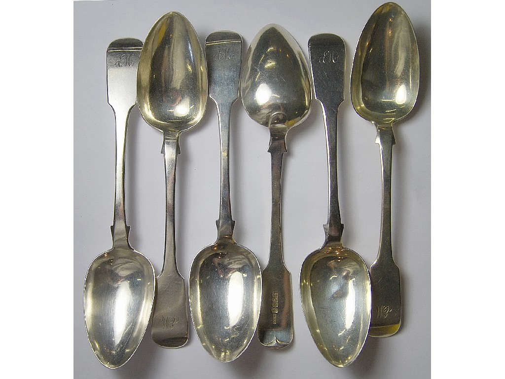 Appraisal: Half dozen Scottish Victorian silver fiddle pattern tablespoons Glasgow approx