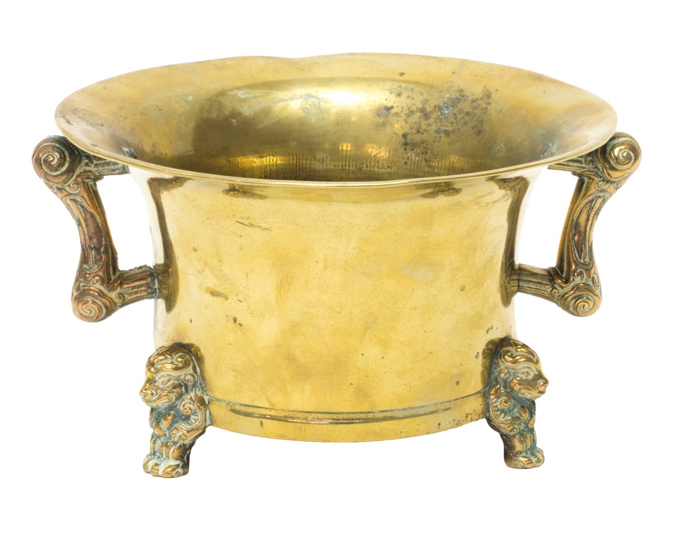 Appraisal: A Chinese polished bronze two-handled censer Xuande mark but later