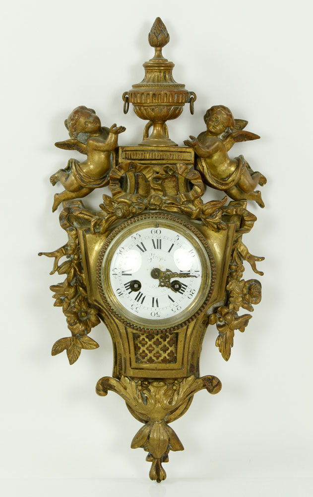 Appraisal: - French Brass Wall Clock French wall clock brass with