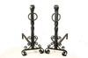 Appraisal: ANDIRONS - Pair of th c forged iron andirons with