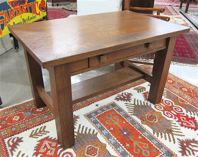 Appraisal: CRAFTSMAN OAK LIBRARY TABLE American c having a rectangular top