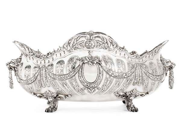 Appraisal: A German standard silver oval jardiniere A German standard silver