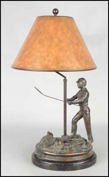 Appraisal: PATINATED BRONZE FIGURE OF A FISHERMAN Fitted as a table