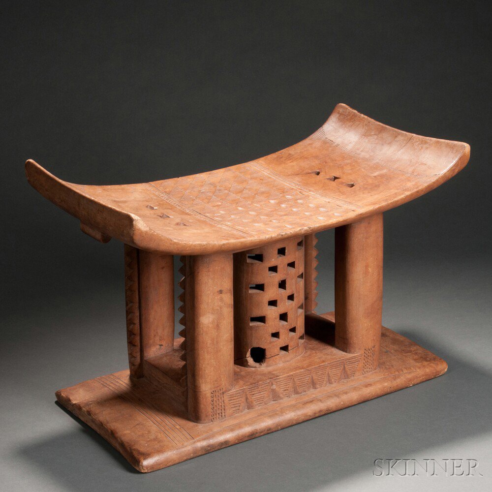 Appraisal: Ashanti Carved Wood Stool with incised geometric decoration x in