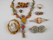 Appraisal: A mixed lot comprising an antique gold plated seed pearl