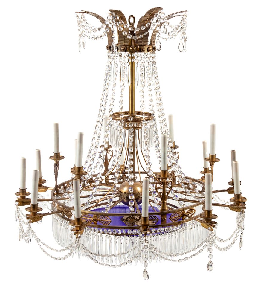 Appraisal: A Russian Gilt Bronze Cobalt Blue and Clear Glass Chandelier