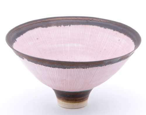 Appraisal: LUCIE RIE Flaring porcelain bowl radiating with sgraffito lines on