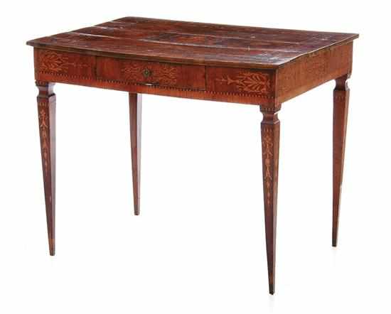 Appraisal: Continental marquetry inlaid walnut desk late th century rectangular top