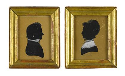 Appraisal: American School th century pair of cut-out silhouettes Identified in