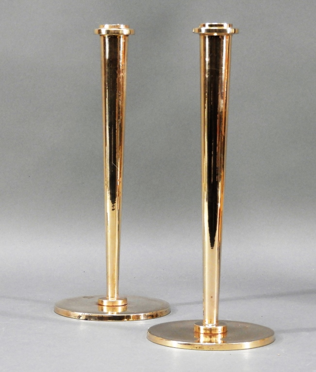 Appraisal: C AMERICAN MCM POLISHED BRONZE CANDLESTICKS United States Circa Simplistic