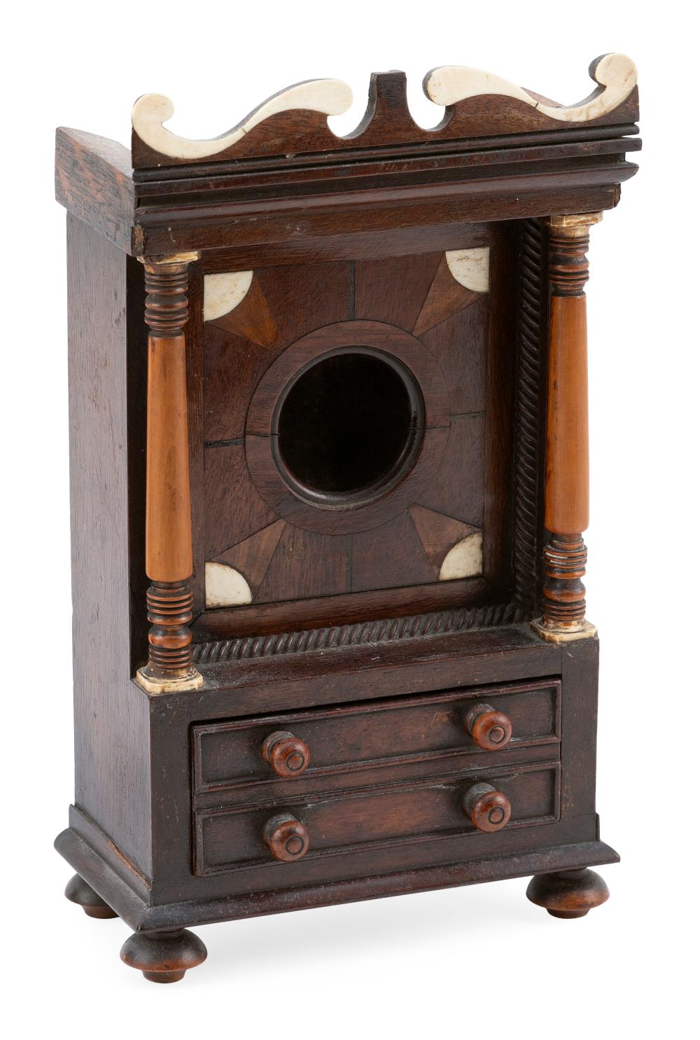 Appraisal: WOODEN WATCH TOWER WITH BONE EMBELLISHMENTS TH CENTURY HEIGHT WIDTH