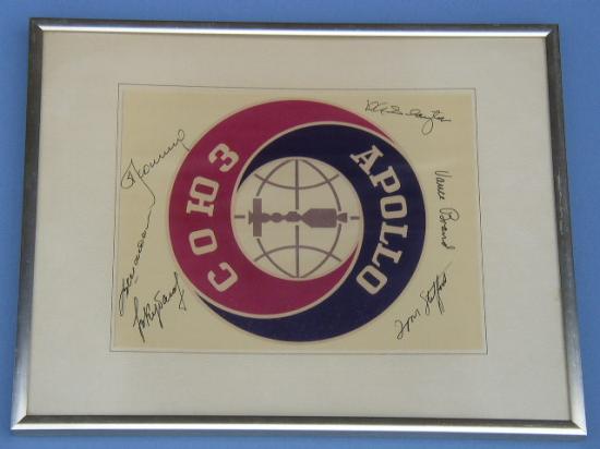 Appraisal: Crew Signed ASTP Project Emblem A color x inch photograph