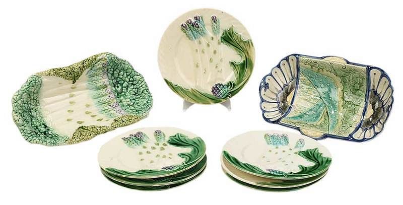 Appraisal: Nine French Majolica Serving Pieces late th early th two