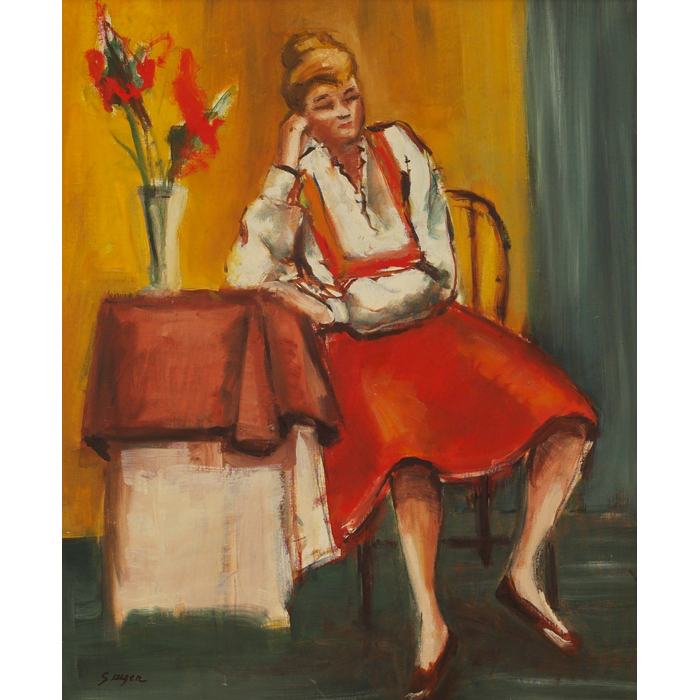 Appraisal: Clyde J Singer American - Seated Woman c oil on