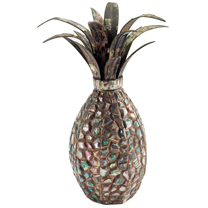 Appraisal: Los Castillos group of objects three Mexico abalone-covered pineapple decanter