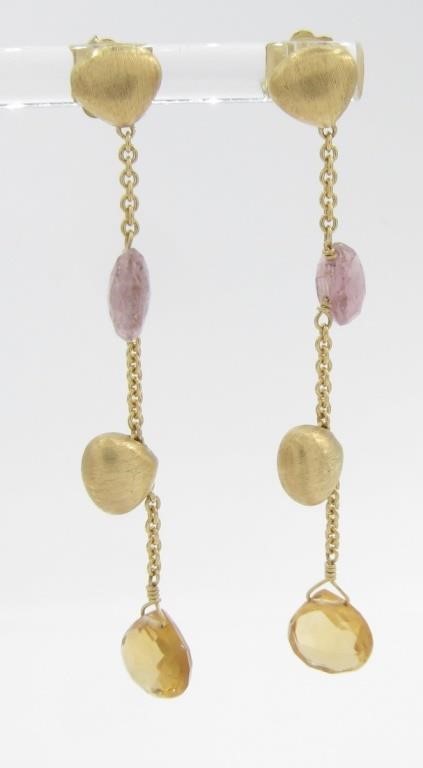 Appraisal: A Pair of K yellow gold drop earrings by Marco