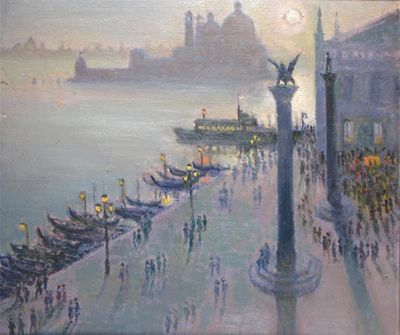 Appraisal: Ken Leech th Century Venice Backwater Venetian moonlight Two both