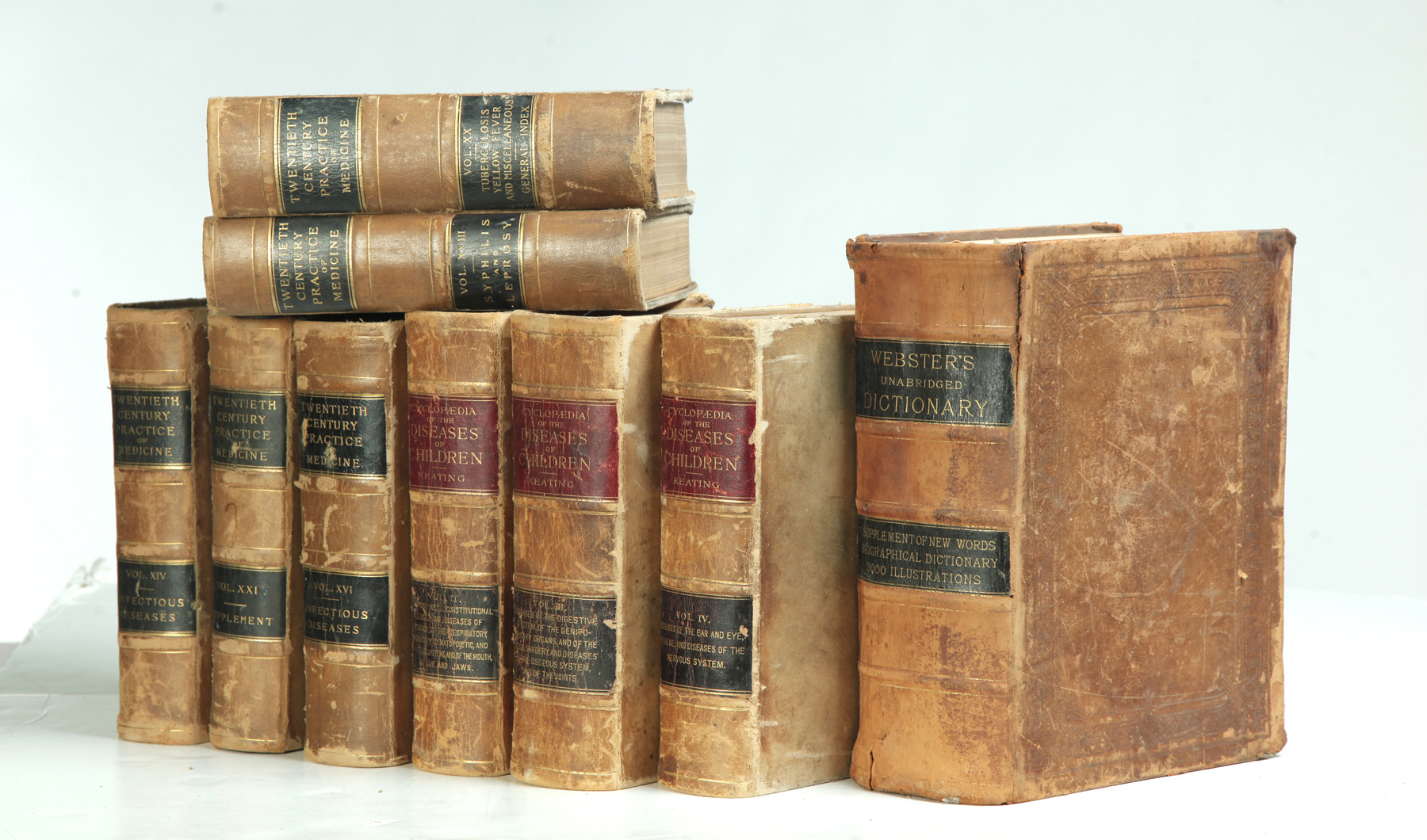 Appraisal: GROUP OF LEATHERBOUND BOOKS Including medical journals