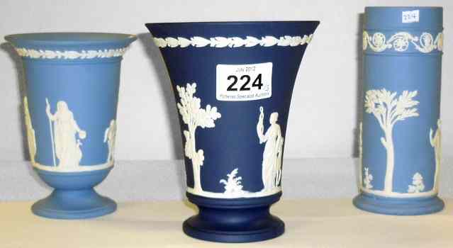 Appraisal: Wedgwood Dark and Light Blue Jasperware Vases