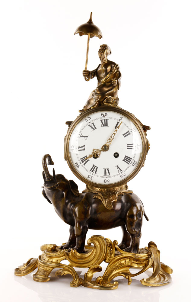 Appraisal: - th C Bronze Elephant Clock Magnificent th century clock