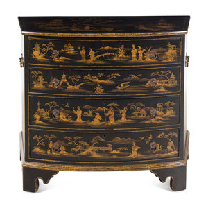 Appraisal: A Georgian Style Black Japanned Chest of Drawers th Century