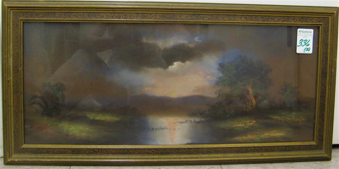 Appraisal: AMERICAN SCHOOL PAIR PASTELS ON PAPER Early th century landscapes