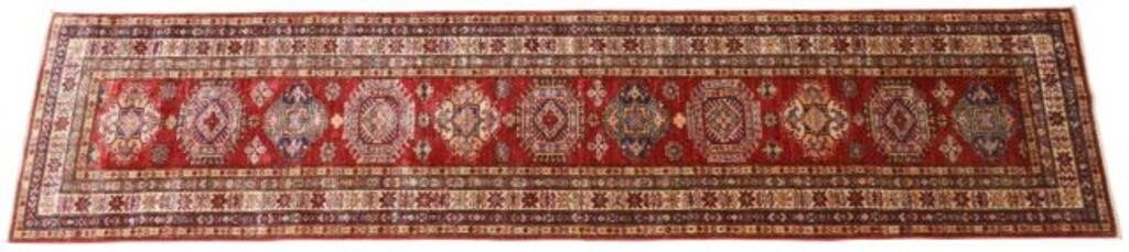 Appraisal: Hand-tied Pakistani Kazak runner approx ' l ' w