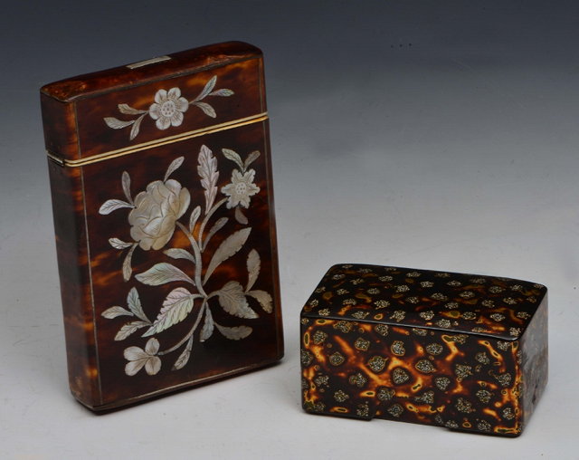 Appraisal: A VICTORIAN TORTOISESHELL AND MOTHER OF PEARL INLAID CARD CASE