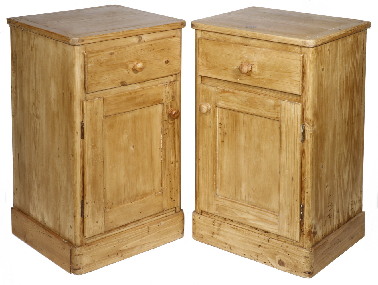 Appraisal: PR OF SCRUBBED PINE SIDE CABINETS Pair of scrubbed pine