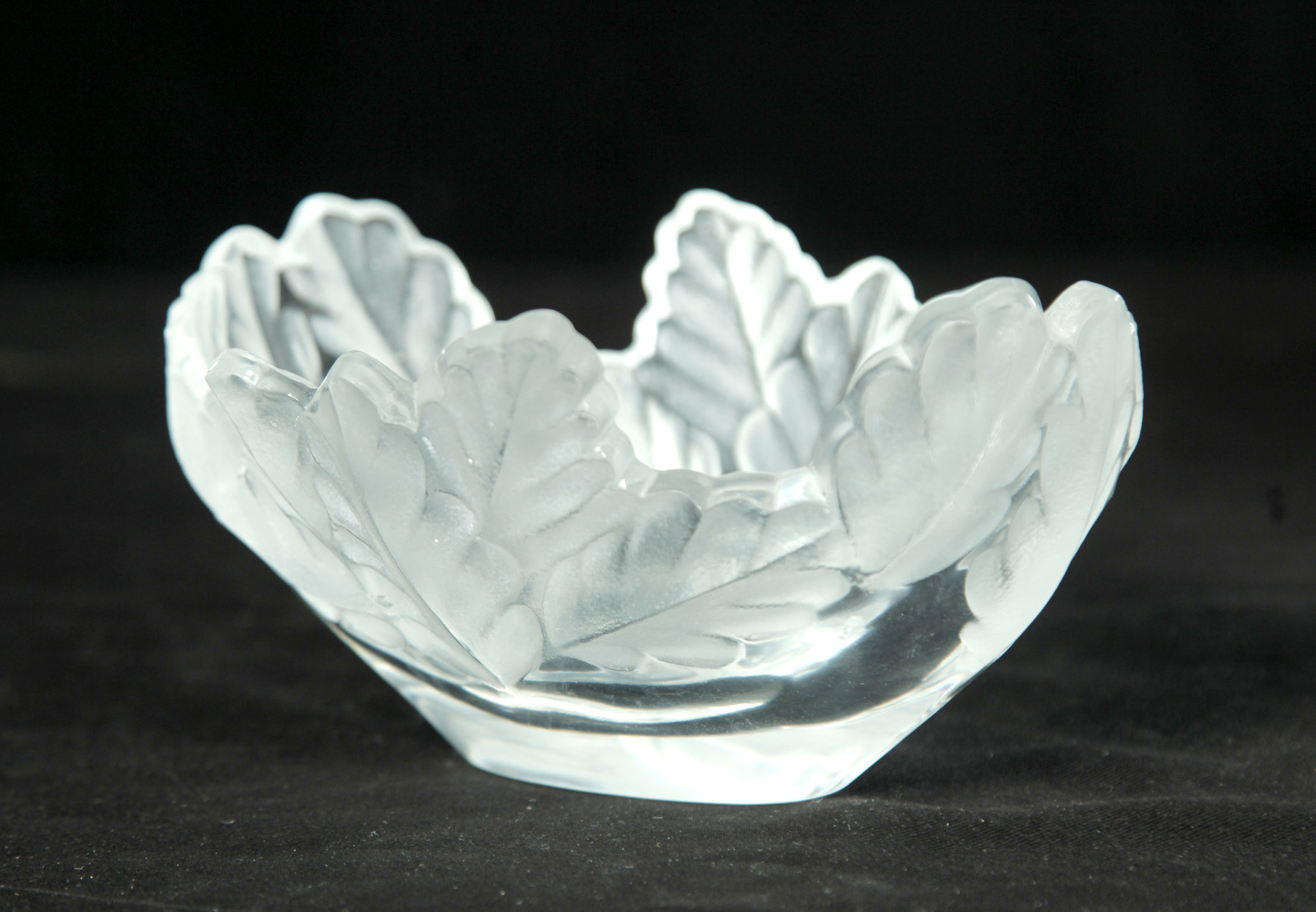 Appraisal: SIGNED LALIQUE CLEAR AND FROSTED GLASS OVAL BOWL France nd