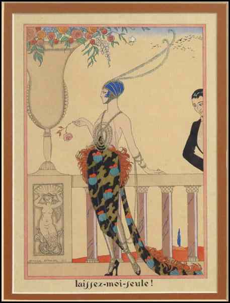 Appraisal: GEORGE BARBIER - LAISSEZ-MOI-FEULE Color pochoir Frame '' x ''